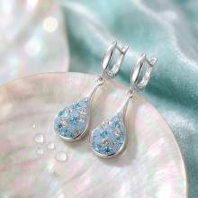 Сребърни обеци Lea с кристали от Sw® Deep Blue