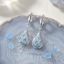 Сребърни обеци Lea с кристали от Sw® Deep Blue