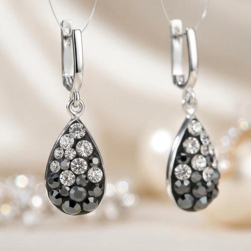Сребърни обеци Daniela с кристали От Sw® Hematite and Crystal
