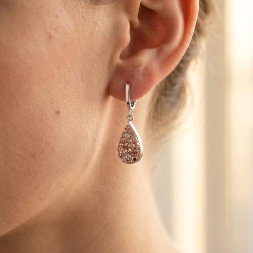 Сребърни обеци Daniela с кристали От Sw® Peach Gold
