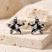 Сребърни Обеци Морски звезди Black Marquise
