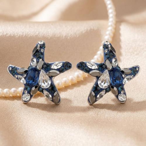 Сребърни Обеци Морски звезди Blue Marquise