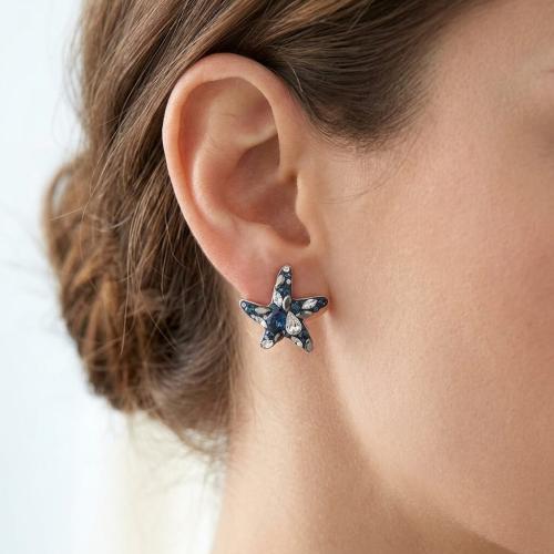 Сребърни Обеци Морски звезди Blue Marquise