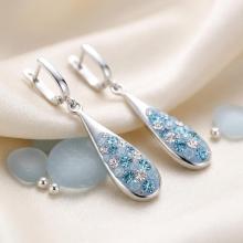 Сребърни обеци Aveline Deep Blue