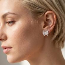 Сребърни обеци Пеперуди AB Crystal