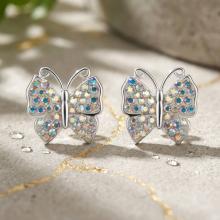Сребърни обеци Пеперуди AB Crystal