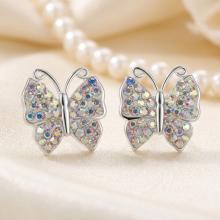 Сребърни обеци Пеперуди AB Crystal
