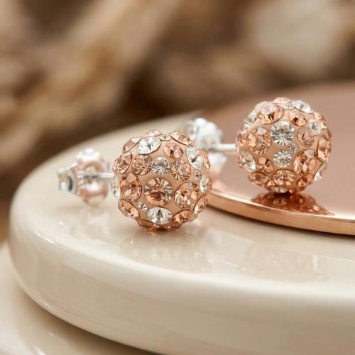 Сребърни Обеци С Кристали От Sw® Mika Peach Gold