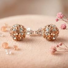 Сребърни Обеци С Кристали От Sw® Mika Peach Gold
