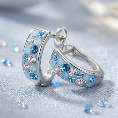 Сребърни обеци с кристали от Sw® Amira Deep Blue