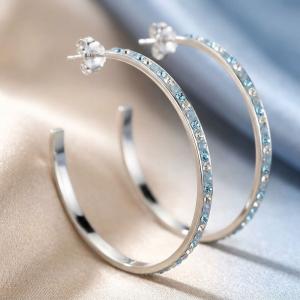 Сребърни обеци с кристали от Sw® Francesca Deep Blue