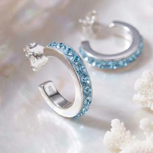 Сребърни обеци с кристали от Sw® Annisa Aquamarine