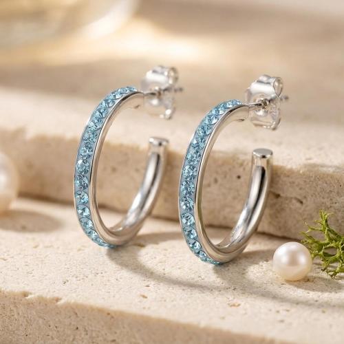 Сребърни обеци с кристали от Sw® Celeste Aquamarine