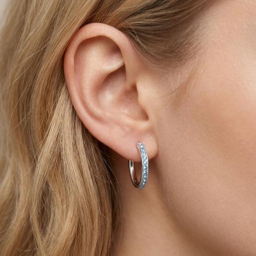 Сребърни обеци с кристали от Sw® Celeste Aquamarine