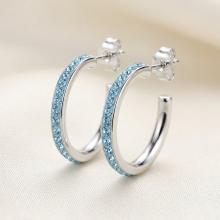 Сребърни обеци с кристали от Sw® Celeste Aquamarine