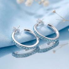 Сребърни обеци с кристали от Sw® Celeste Aquamarine