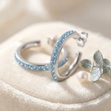 Сребърни обеци с кристали от Sw® Celeste Aquamarine