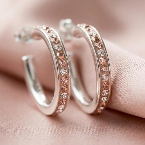 Сребърни обеци с кристали от Sw® Celeste Peach Gold
