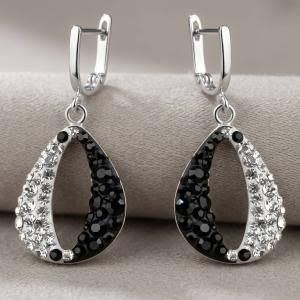 Сребърни обеци с кристали от Sw® SO333 Crystal and Jet