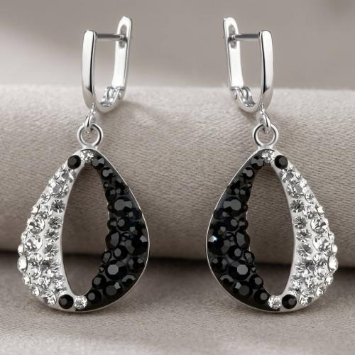 Сребърни обеци с кристали от Sw® SO333 Crystal and Jet