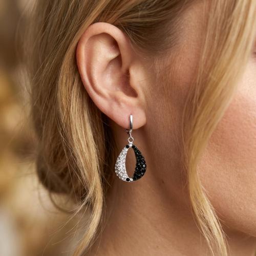 Сребърни обеци с кристали от Sw® SO333 Crystal and Jet