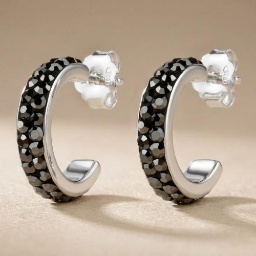 Сребърни обеци Халки Hematite