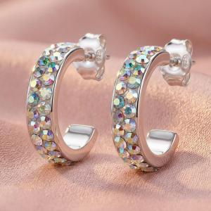Сребърни обеци Халки AB Crystal