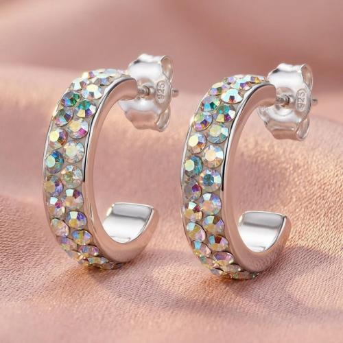 Сребърни обеци Халки AB Crystal