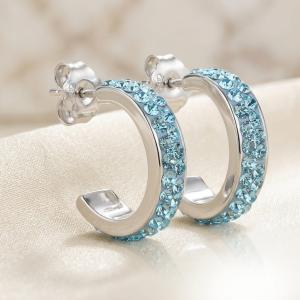 Сребърни обеци Халки Aquamarine