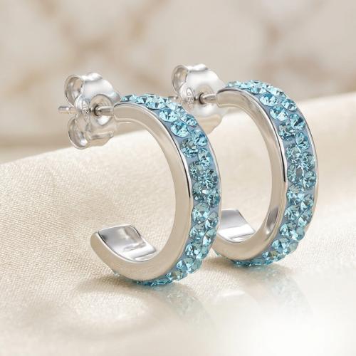 Сребърни обеци Халки Aquamarine