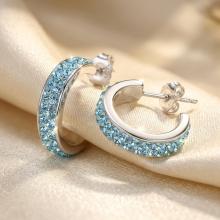 Сребърни обеци Халки Aquamarine Сребърни обеци Халки Aquamarine