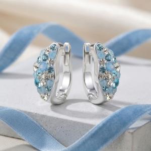 Сребърни обеци Angelina с кристали от Sw® Deep Blue