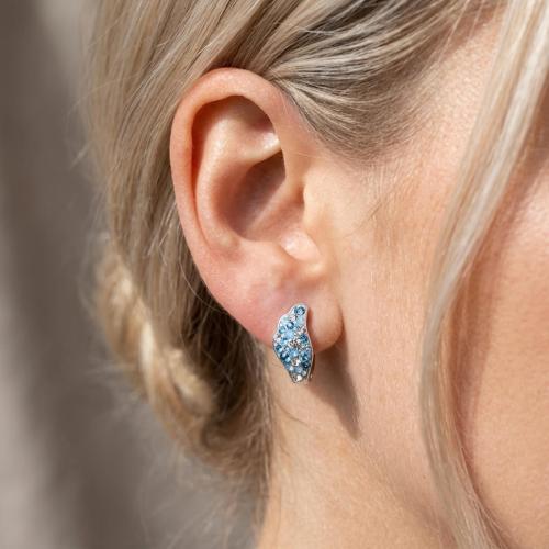 Сребърни обеци Angelina с кристали от Sw® Deep Blue