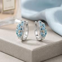 Сребърни обеци Angelina с кристали от Sw® Deep Blue