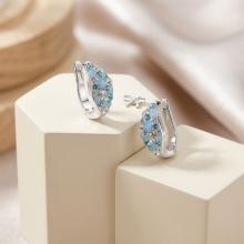 Сребърни обеци Angelina с кристали от Sw® Deep Blue