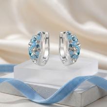 Сребърни обеци Angelina с кристали от Sw® Deep Blue