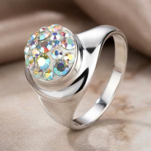 Сребърен пръстен с кристали от Sw® SP610 AB Crystal