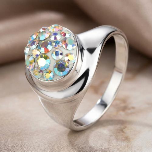 Сребърен пръстен с кристали от Sw® SP610 AB Crystal