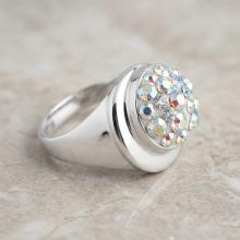 Сребърен пръстен с кристали от Sw® SP610 AB Crystal