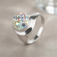 Сребърен пръстен с кристали от Sw® SP610 AB Crystal