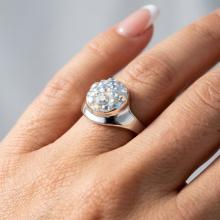 Сребърен пръстен с кристали от Sw® SP610 AB Crystal