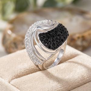Сребърен пръстен с кристали от Sw®  SP627 Jet and Crystal