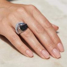 Сребърен пръстен с кристали от Sw®  SP627 Jet and Crystal