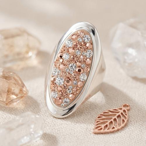Сребърен пръстен с кристали от Sw® Elliana Peach Gold
