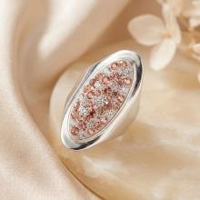 Сребърен пръстен с кристали от Sw® Elliana Peach Gold Сребърен пръстен с кристали от Sw® Elliana Peach Gold