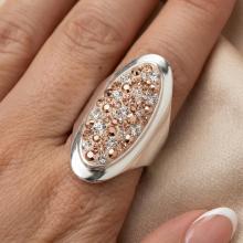 Сребърен пръстен с кристали от Sw® Elliana Peach Gold Сребърен пръстен с кристали от Sw® Elliana Peach Gold