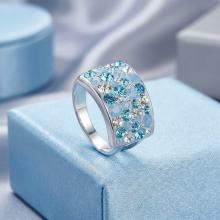 Сребърен пръстен с кристали от Sw® SP650 Deep Blue Сребърен пръстен с кристали от Sw® SP650 Deep Blue