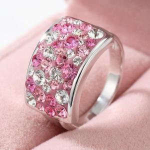 Сребърен пръстен с кристали от Sw® SP650 Rose Shade