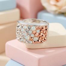 Сребърен Пръстен С Кристали От Sw® SP650 White Opal and Rose Gold