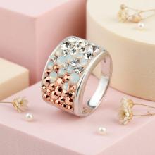 Сребърен Пръстен С Кристали От Sw® SP650 White Opal and Rose Gold